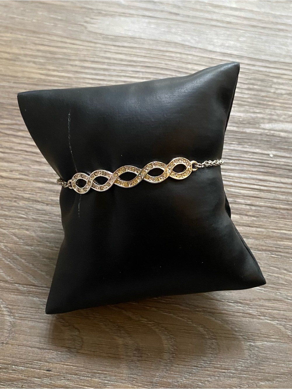 Sterling Silver Infinity Bracelet with Clear Stones